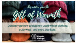 A picture of a poster calling people to donate winter items