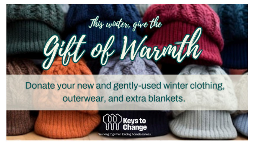 A picture of a poster calling people to donate winter items
