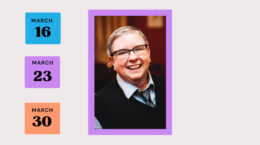 CB Beal - smiling white male; dates March 16, 23, & 30 in blocks to the left