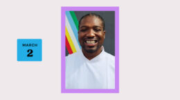 Pastor Deontez Wimbley, smiling black male, March 2 in block to the left