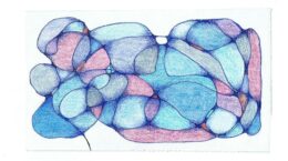 Neurographic drawing in shades of blue and purple