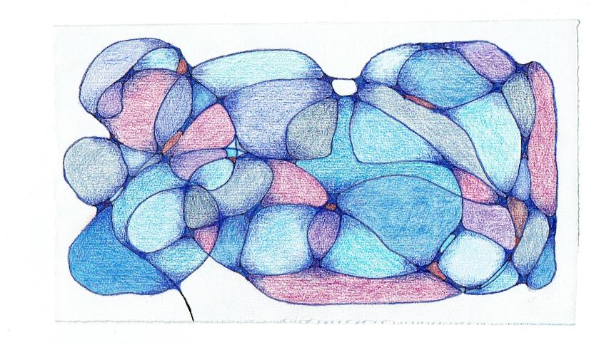 Neurographic drawing in shades of blue and purple