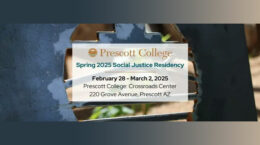 Prescott College title card over outdoor image of trees