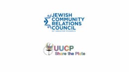 The Jewish Community Resource Center logo above the UUCP Share the plate logo on a white background.