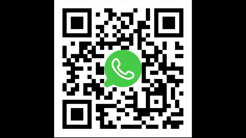 A picture of a QR code on a black background.